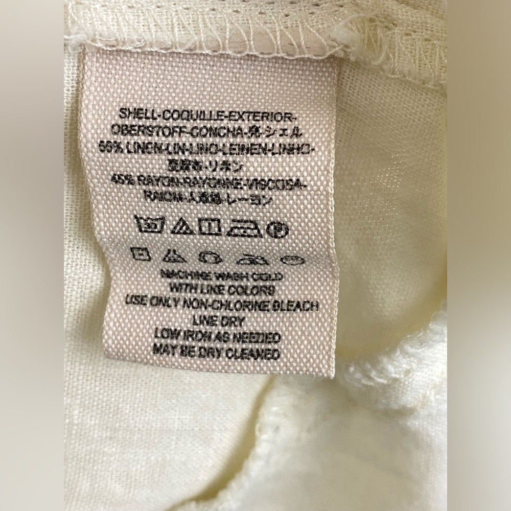 FREE PEOPLE Boho Linen Just Cruisin Pullover Blouse V-Neck in Ivory Size XS - Picture 11 of 13